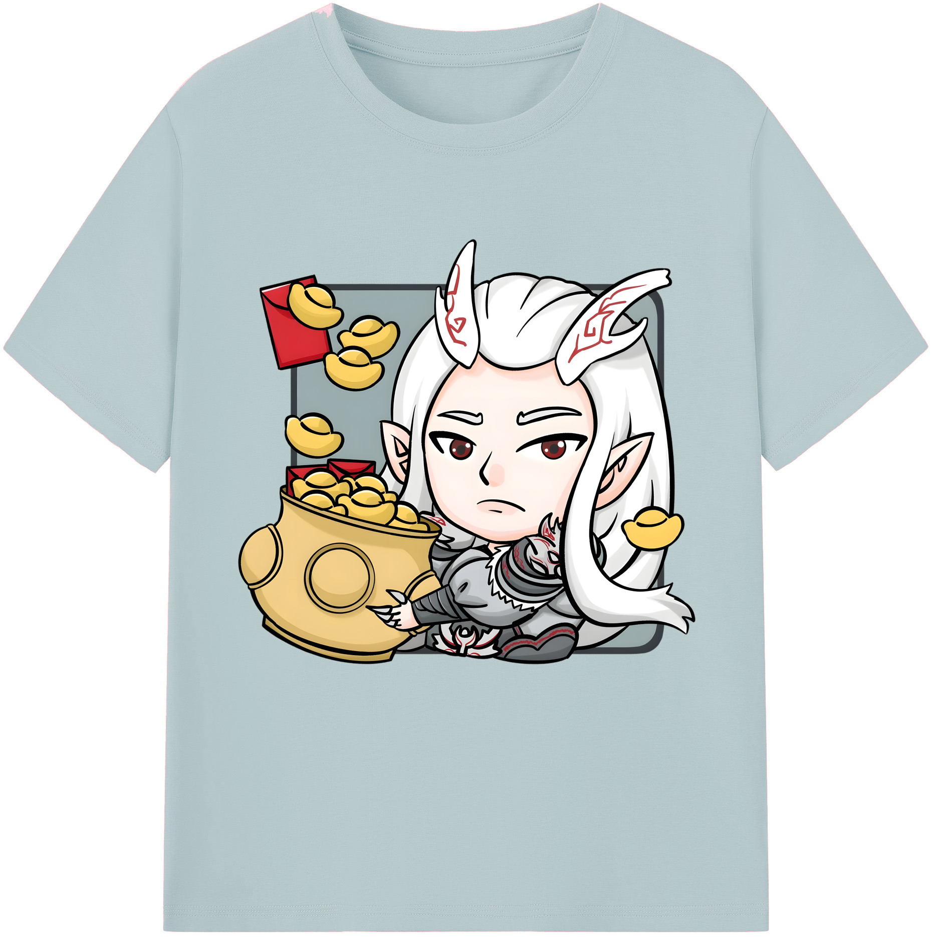 （画像用） Ne Zha 2 ナタ 魔童の大暴れ 綿100％半袖Tシャツ（フロントプリント）